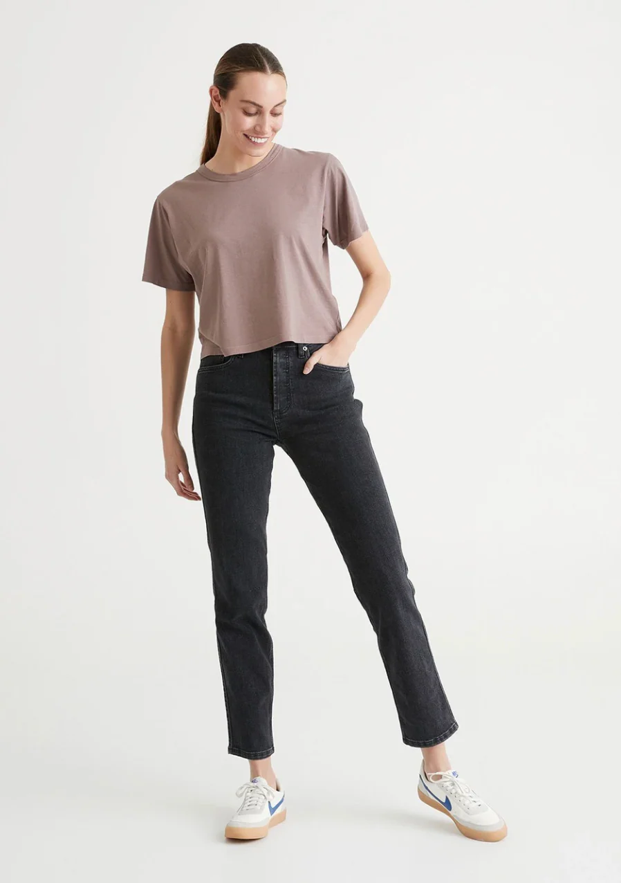 DUER Women's Midweight Performance Denim High Rise Straight - Image 6